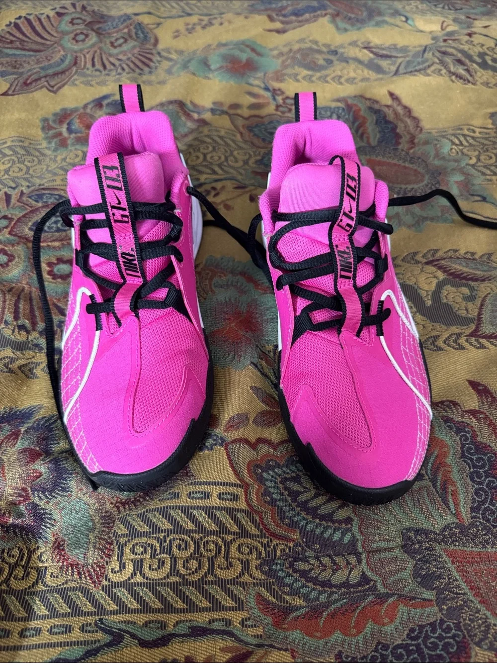 Nike Kids Bright Pink Athletic Sneakers with Black Accents